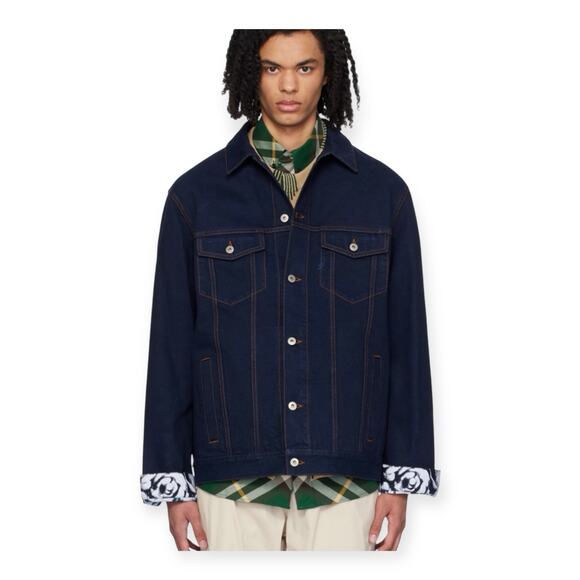 Mens London Navy Blue Denim Flocked Jacket XL $ 1790 Msrp - Picture 15 of 16